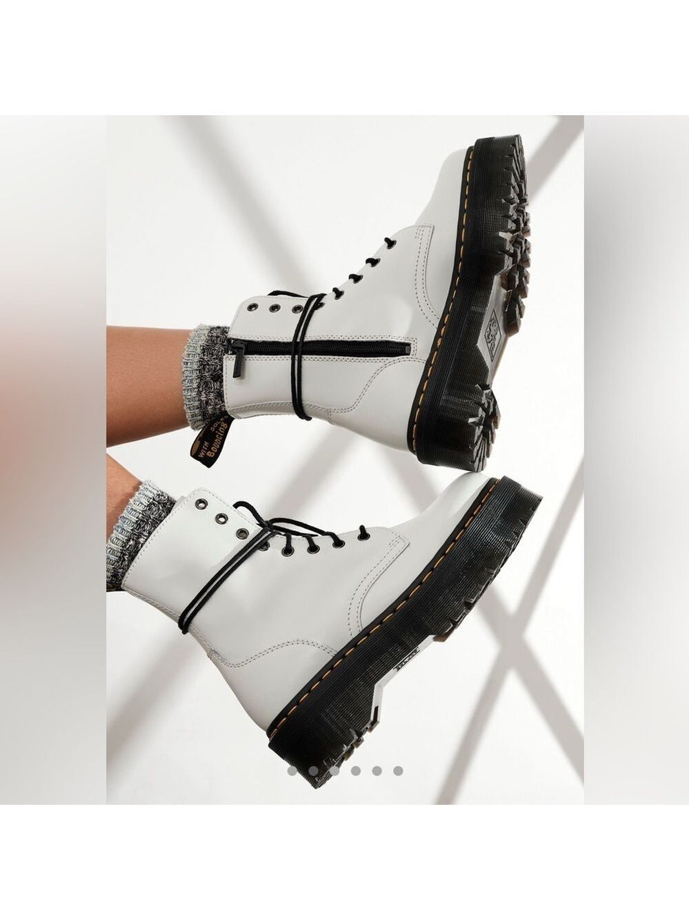 Free People Dr.‎ Martens Jaydon Lace Up Platform Boots White SZ 7